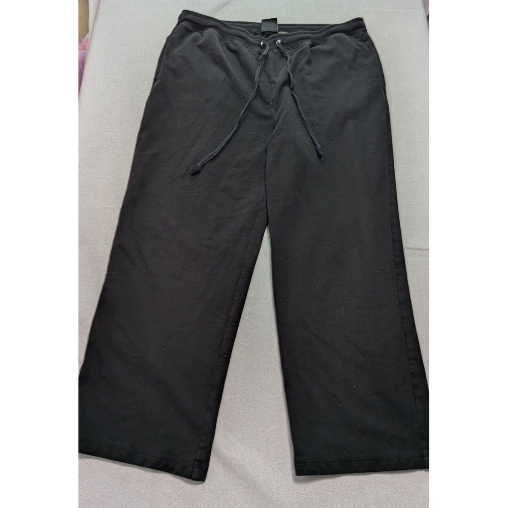 Good Fortune Sweatpants Women XL Black Excellent Wide Leg Drawstring Fleece